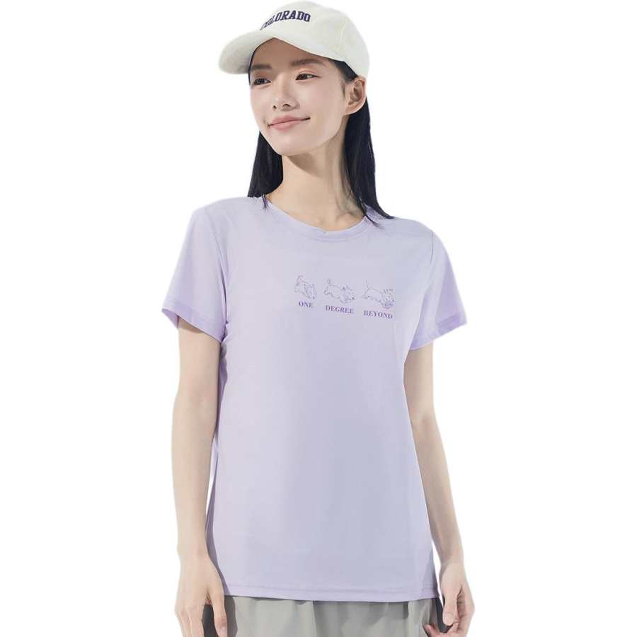 361° T Shirts Women's Dark Eggplant Purple Crew Neck Moderate Straight Fit