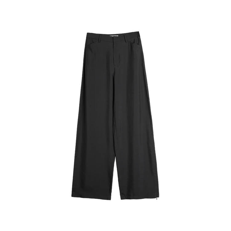 ELLE Casual Pants Women's Black Thin Straight Fit Pants