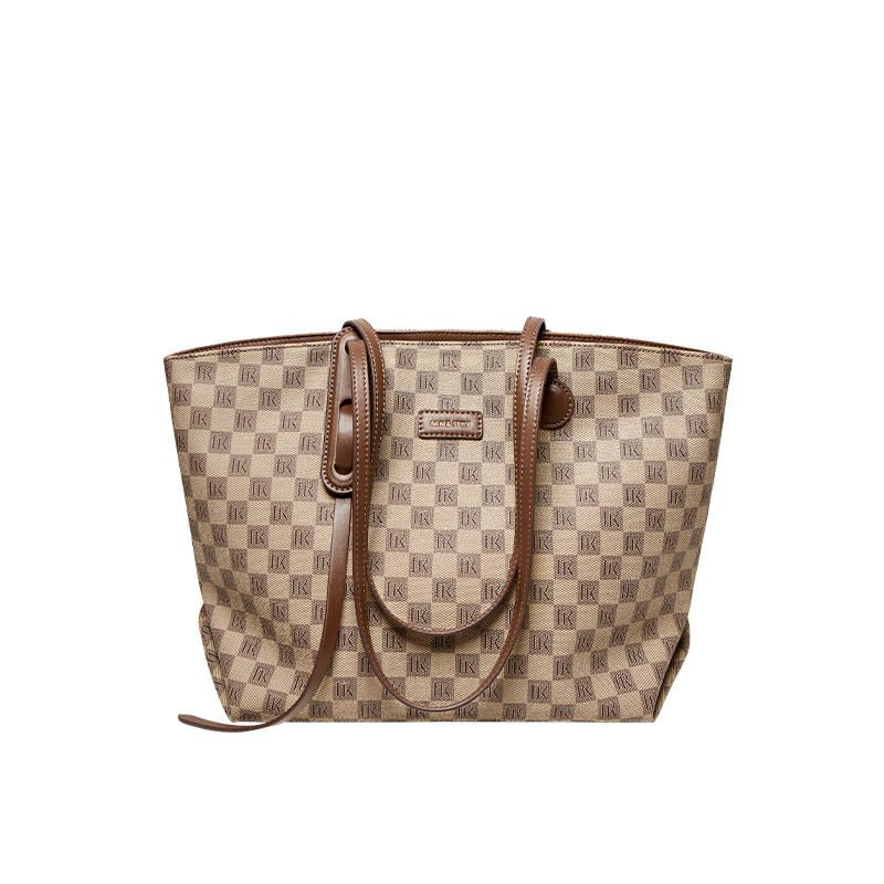 NALANDU PVC Synthetic Leather Tote Bag, Handbag, Shoulder Bag, Shopping Bag Large Women's Khaki