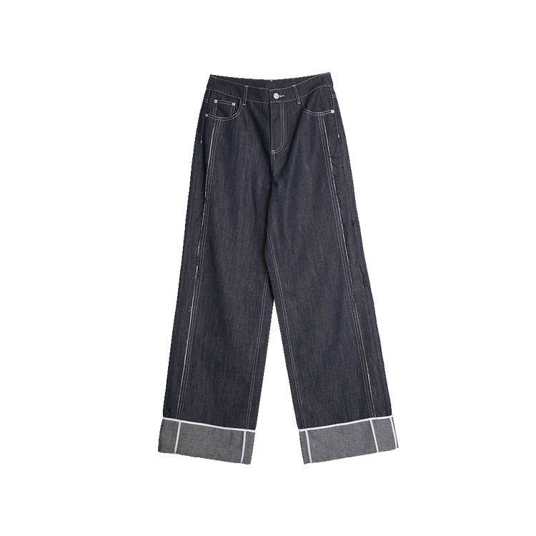 ELLE Jeans Women's Denim Blue Moderate Straight Fit Pants