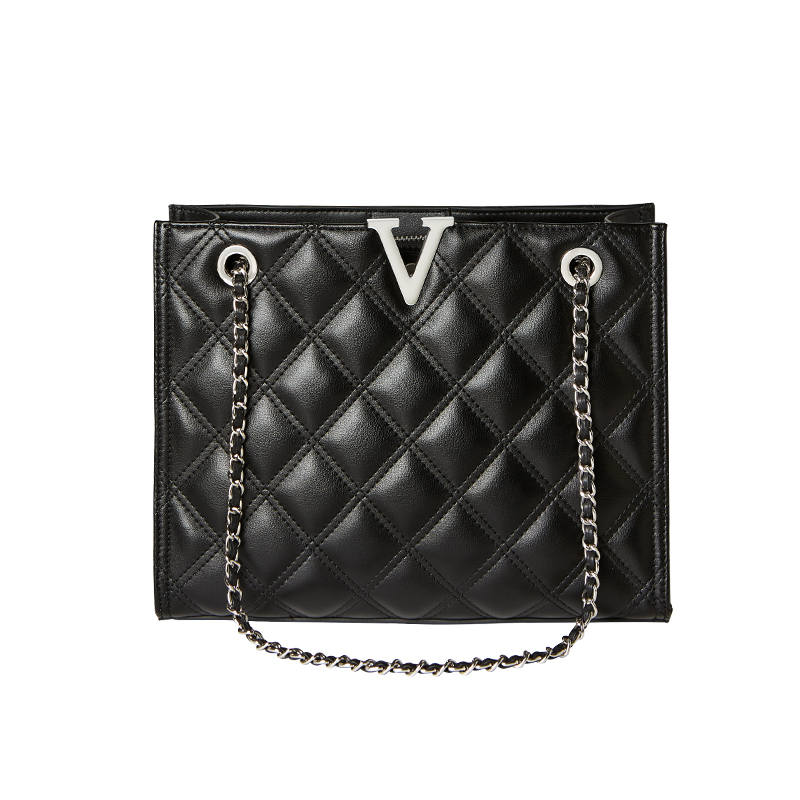 NALANDU Cow Leather Chain Bag, Shoulder Bag, Crossbody Bag Women's Midnight Black