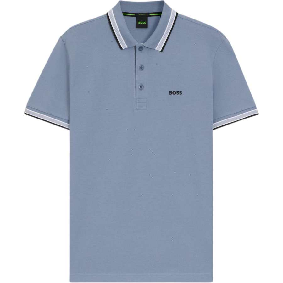 HUGO BOSS Polo Shirts Men's Light Blue Polo Collar Moderate Straight Fit