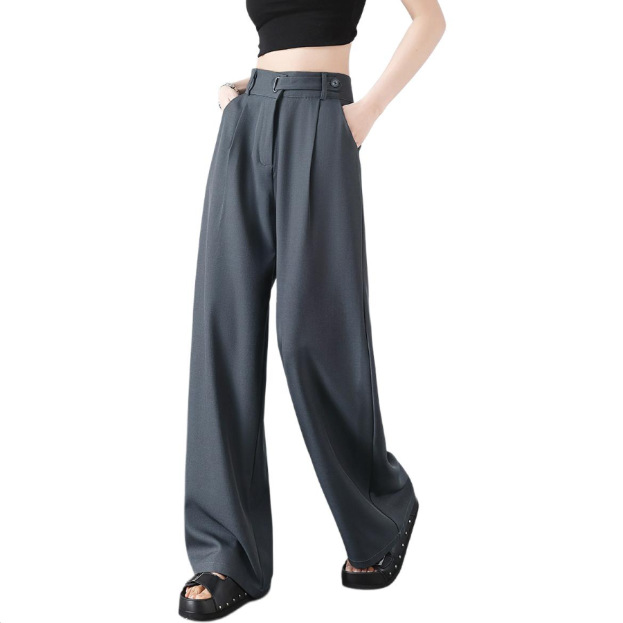 BALENO Premium Suit Trouser High Rise Slimming Draped Elastic Wide Leg Pants With Narrow Loose Fit Summer Women's