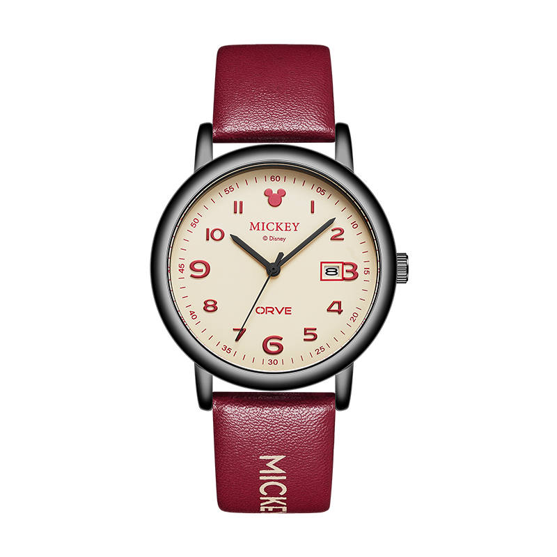 Disney Mickey Mouse Light Fashion Collection Quartz Movement Belt Strap Watch Unisex Beige Watch Dial