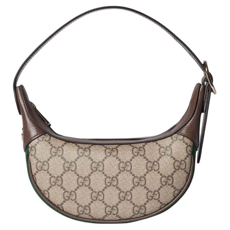GUCCI Ophidia Coated Fabric Shoulder Bag Small Women's Beige & Dark Brown
