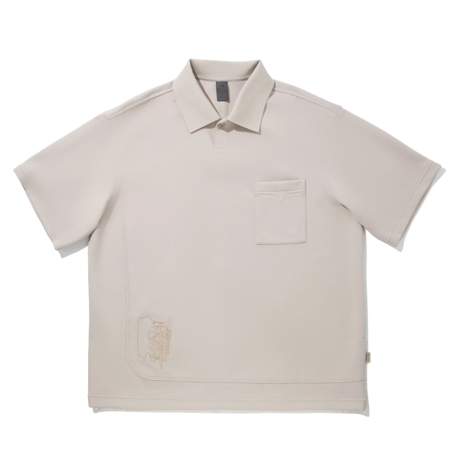 Li-Ning Li Ning Polo Shirts Men's Light White Purple Polo Collar Moderate Straight Fit