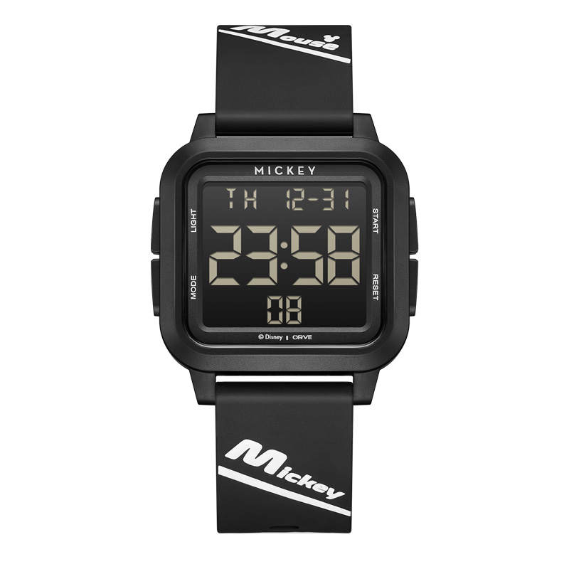 Disney Mickey Series Electronic Movement Silicone Strap Watch Unisex Black Dial