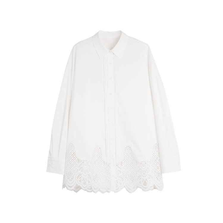 ELLE Shirts Women's White Lapel Moderate Shirt