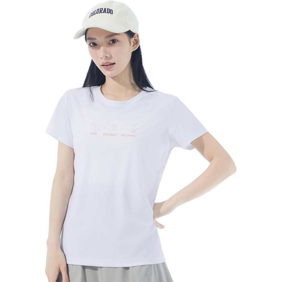 361° T Shirts Women's White Crew Neck Moderate Straight Fit
