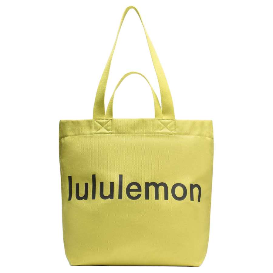 Lululemon Cotton Handbag Unisex Snakeskin Print & Stone Yellow & Slate Brown
