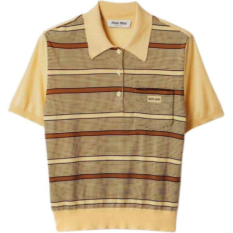 Miu Miu striped intarsia logo polo shirt