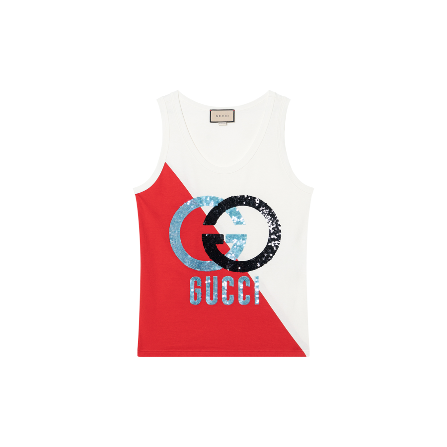 GUCCI GUCCI Interlocking G Sequin-embellished Tank Top