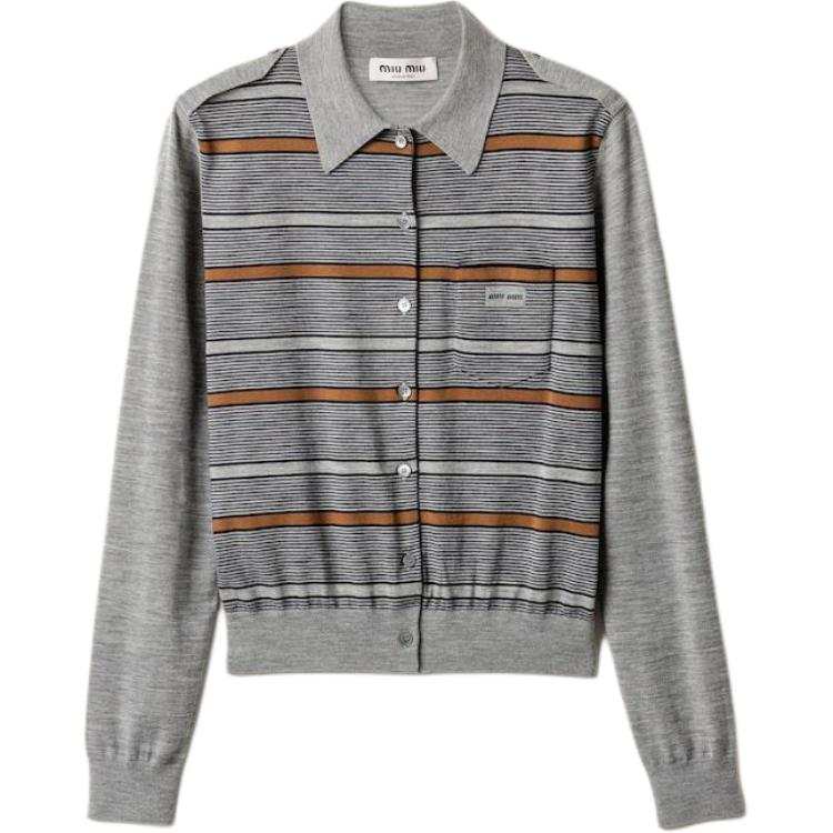 MIU MIU Miu Miu striped buttoned wool cardigan