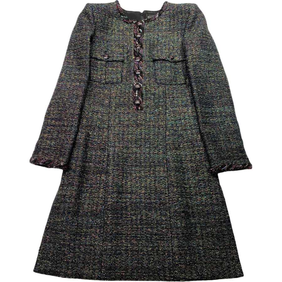 CHANEL 21K Long Sleeved Dress Women's Multicolor
