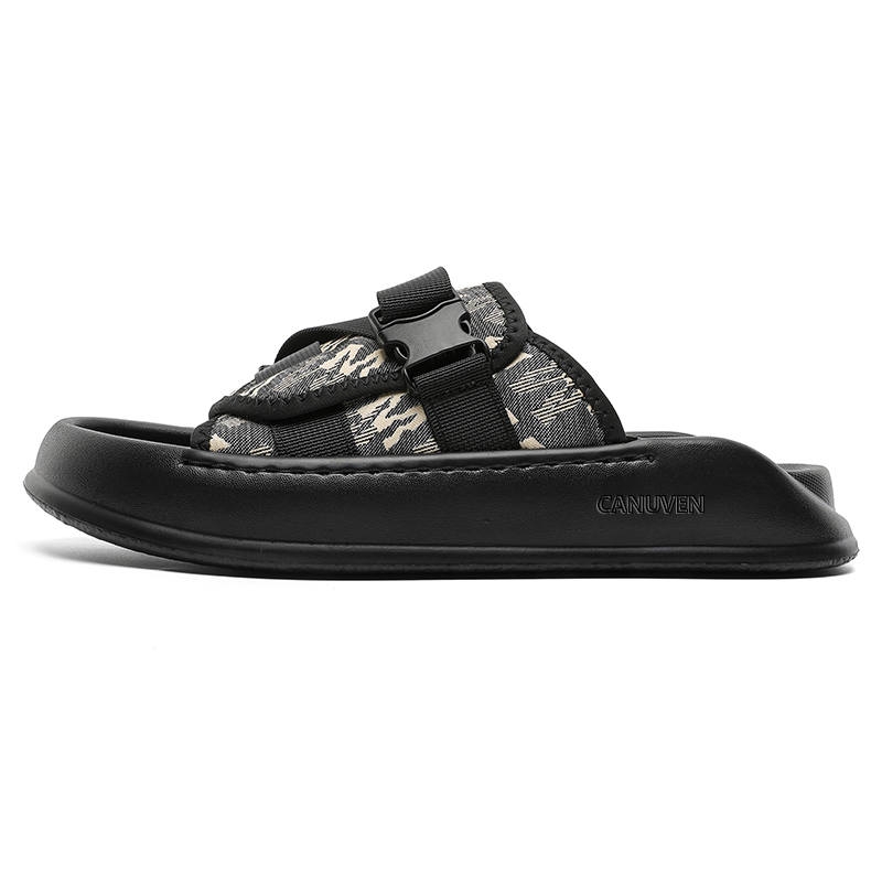 CANUVEN Abrasion Resistant Cushioning Abrasion Resistant Cushioning Slide Slippers Men's Black