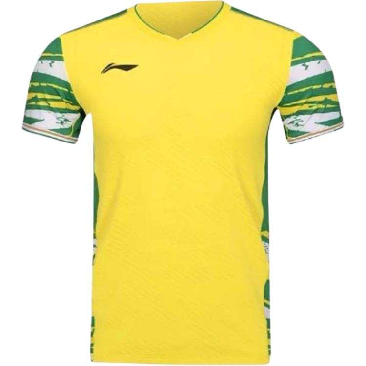 Li-Ning Li Ning T Shirts Women's Radiant Yellow V Neck Moderate Straight Fit