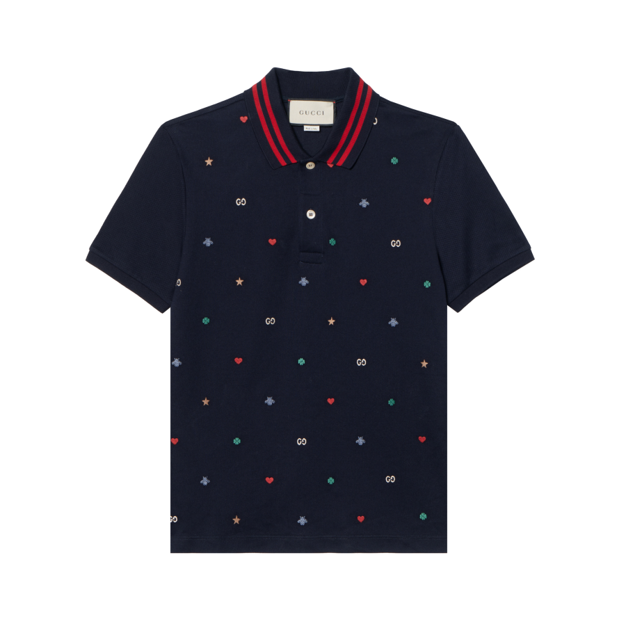 GUCCI Polo Shirt Men's Marine Blue