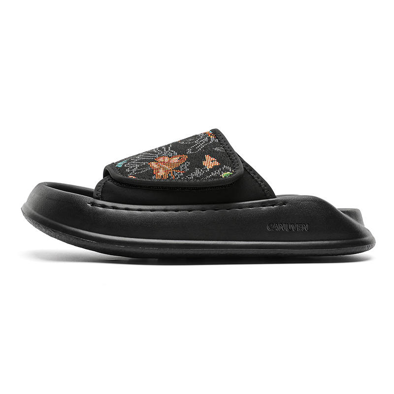 CANUVEN Cushioning Abrasion Resistant Cushioning Abrasion Resistant Slide Slippers Men's Black