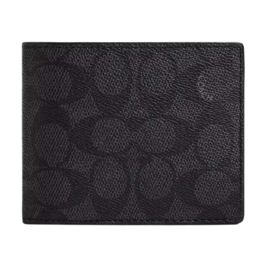 COACH SignatureCanvas Coated Canvas Wallet Women's Charcoal