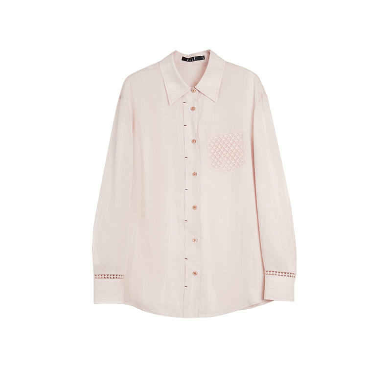 ELLE Shirts Women's Pink Lapel Shirt