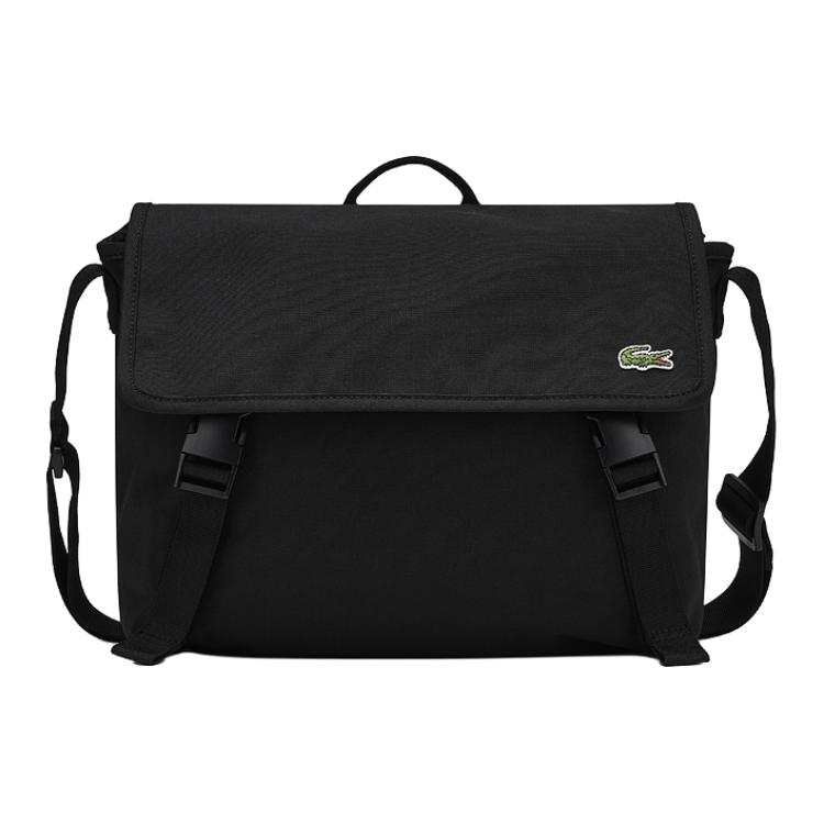 LACOSTE Polyester Messenger Bag, Shoulder Bag, Crossbody Bag, Handbag Large Unisex Black