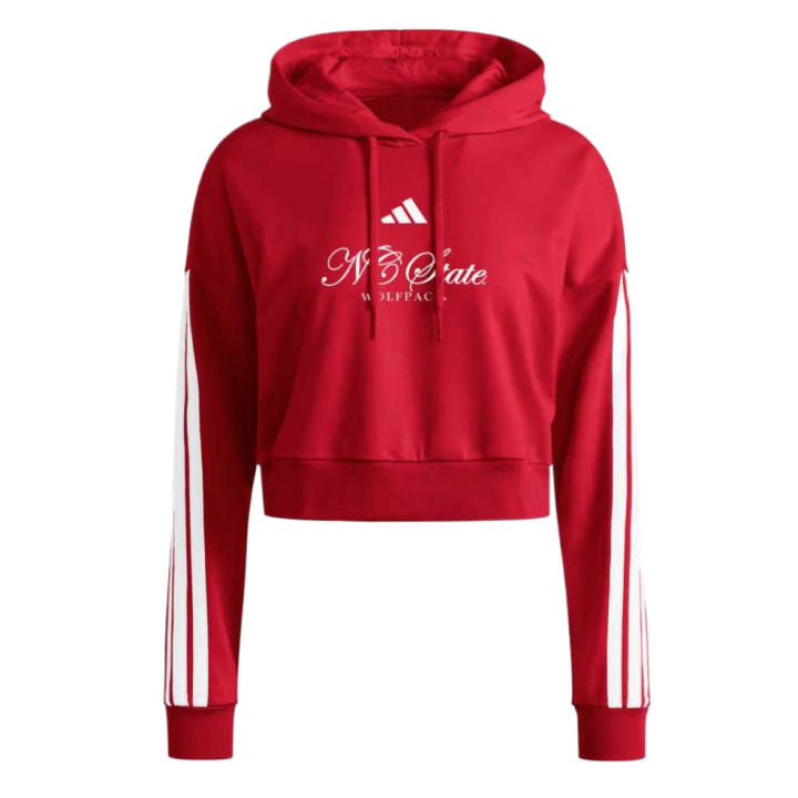 Adidas Adidas Free Shipping With AdiClub Nc State Wolfpack Essentials 3 Stripes Crop Hoodie