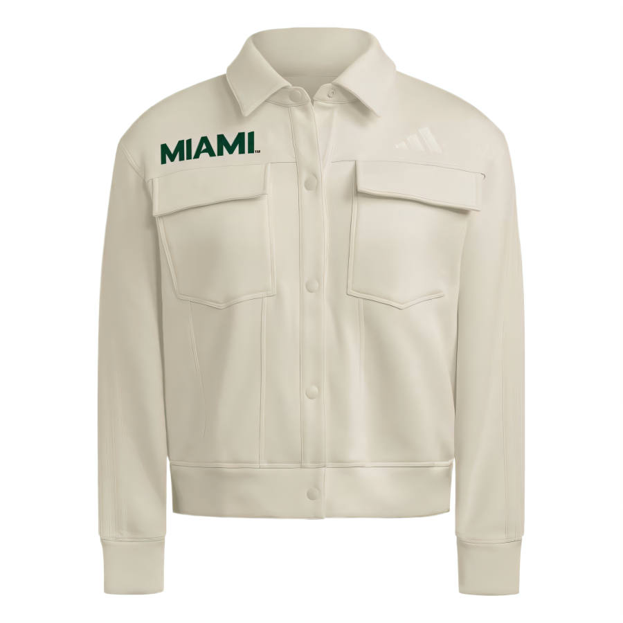 Adidas Adidas Free Shipping With AdiClub Miami Hurricanes Women's Exclusive Faux Denim 3 Stripes Fleece Jacket