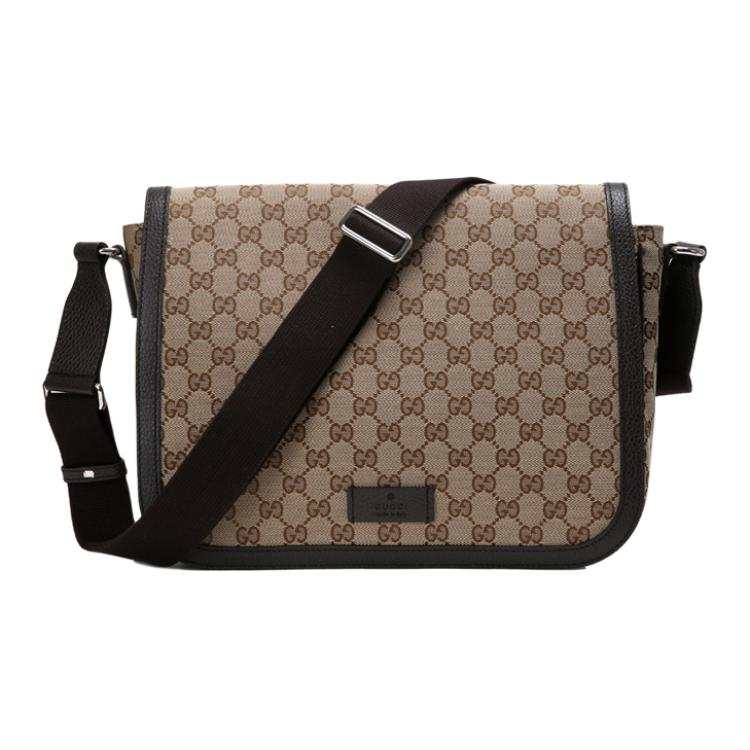 GUCCI GUCCI GG Supreme Canvas Large Crossbody Bag Messenger Bag Men Brown