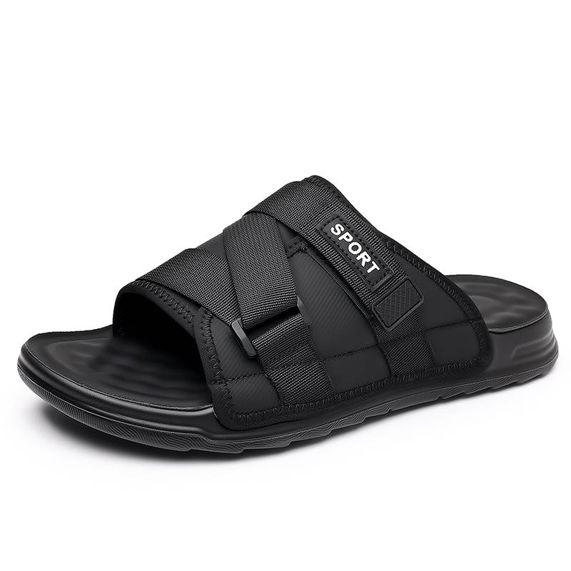 PAIBLOKS Rubber Cushioning Slip Resistant Abrasion Resistant Odor Resistant Quiet Slide Slippers Men's