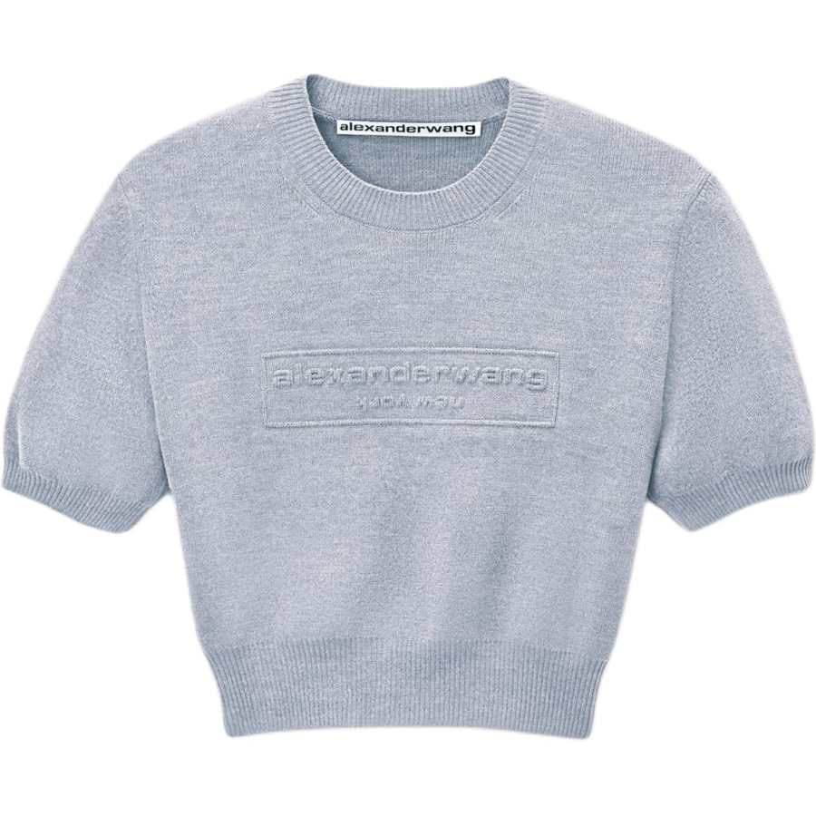 Alexander Wang Alexander Wang logo-embossed cropped knit top
