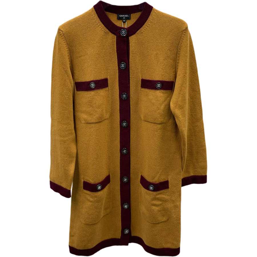 CHANEL 21K Long Sleeved Dress Women's Brown