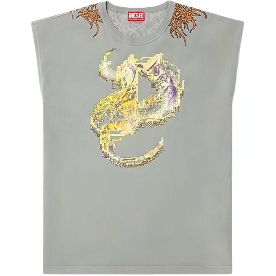 DIESEL T Boxt Sl R1 Tattoo Graphic Printed Tank Top