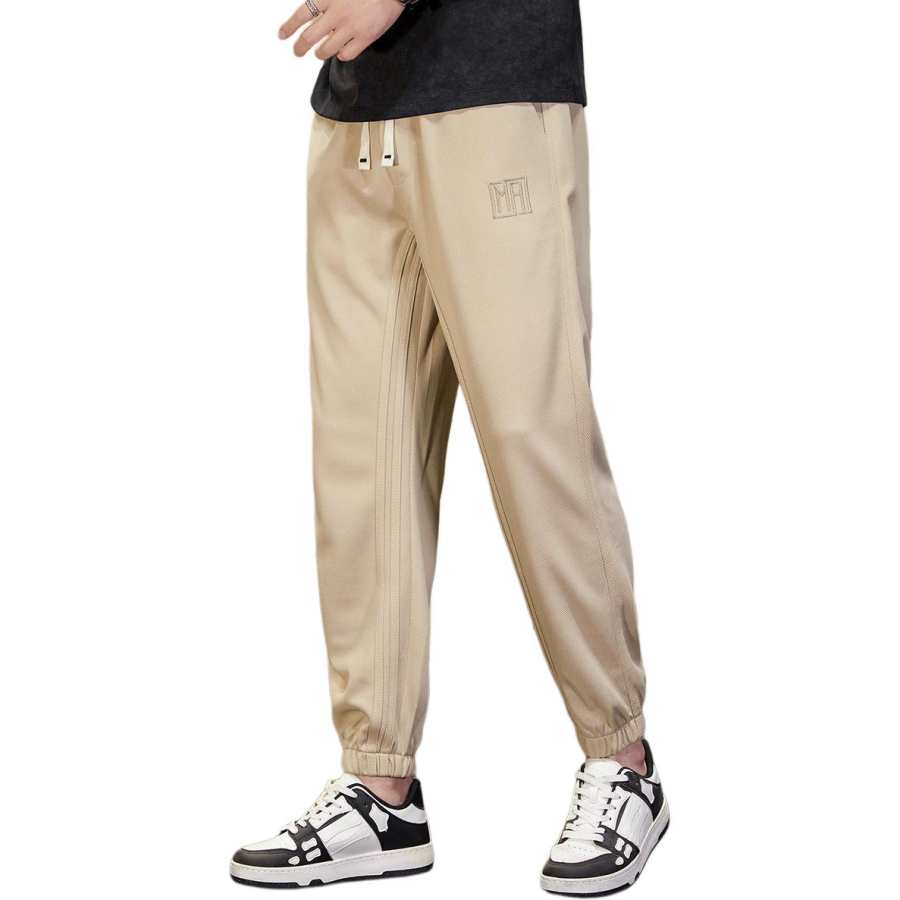 Tonlion Casual Pants Unisex Light Khaki Moderate Cuffed Pants