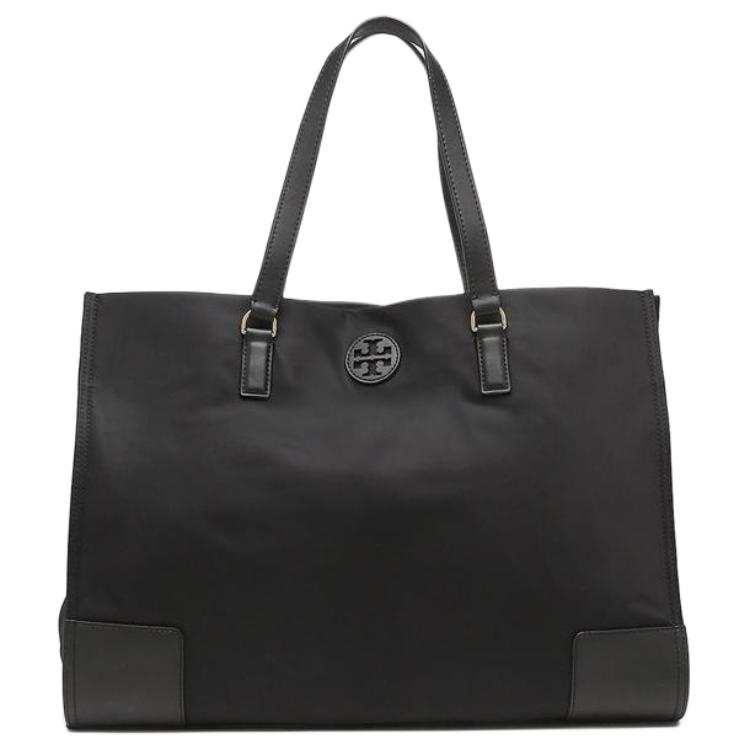 TORY BURCH Ella Cow Leather Tote Bag, Shopping Bag, Shoulder Bag, Handbag Regular Women's Black