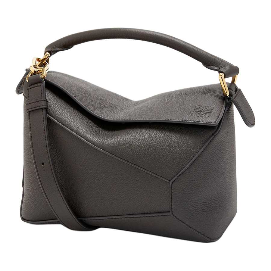 LOEWE Puzzle Soft Grain Cow Leather Shoulder Bag, Crossbody Bag, Handbag Small Women's Dark Gray