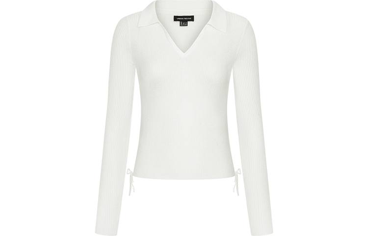 URBAN REVIVO Knitwear Women's White V Neck Moderate Other