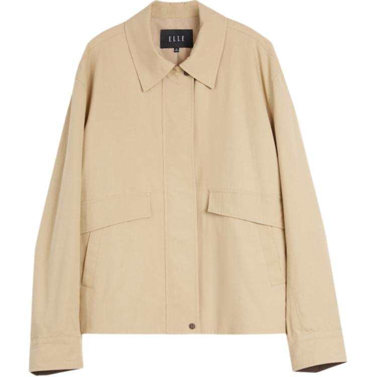 ELLE Jackets Women's Khaki Lapel Moderate Workwear