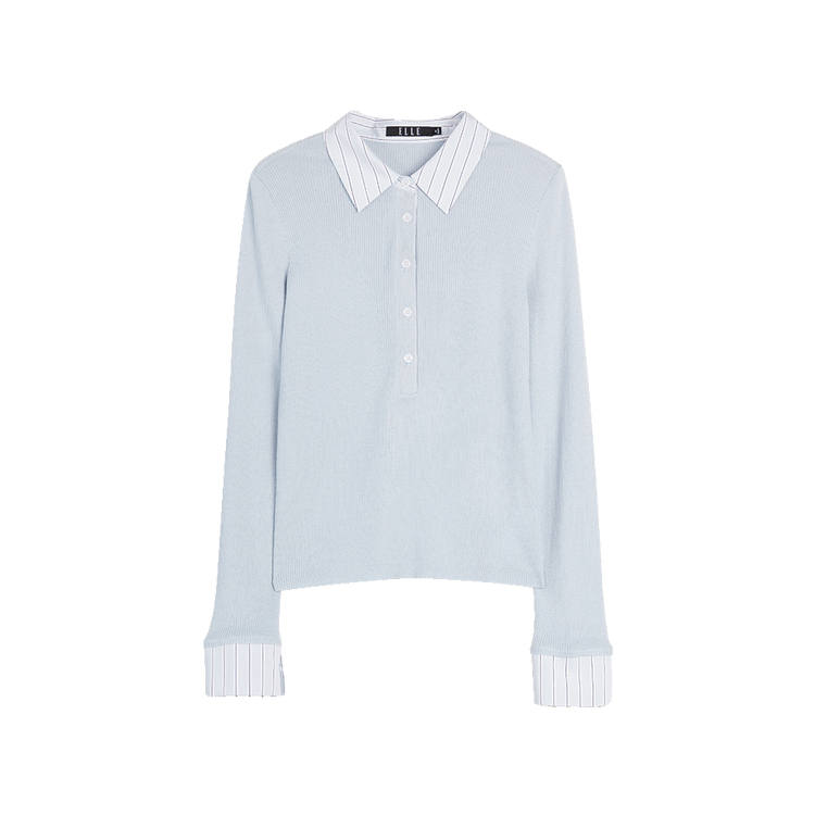 ELLE Knitwear Women's Blue Lapel Thin