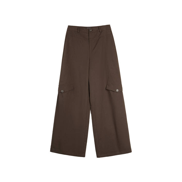 ELLE Casual Pants Women's Coffee Moderate Wide Leg Pants