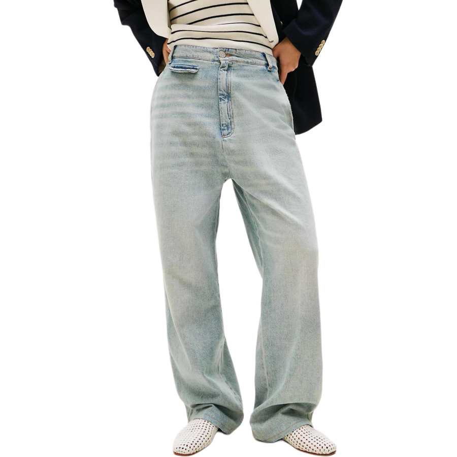 Tommy Hilfiger Jeans Women's Light Blue Moderate Cargo Pants