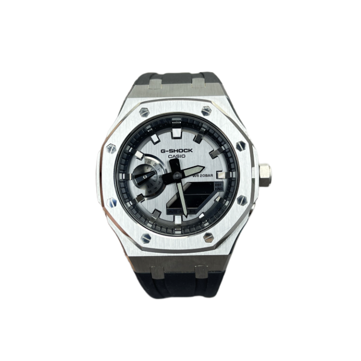 CASIO CASIO Custom Collection Quartz Movement Fluoroelastomer Strap Watch Unisex Silver Dial