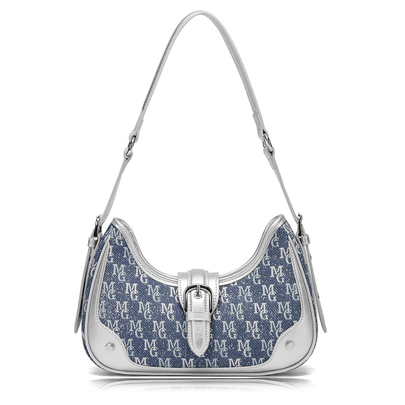 MELLO GOGO Fabric Shoulder Bag, Crossbody Bag Regular Women's Denim Blue