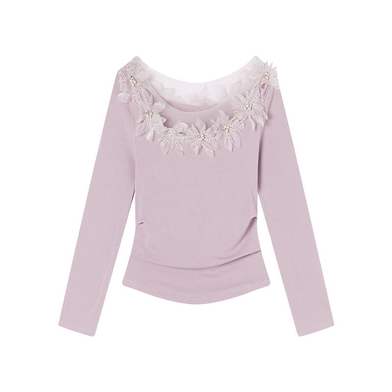 XIANGYING T Shirts Women's Boat Neck Moderate Nipped In Waist