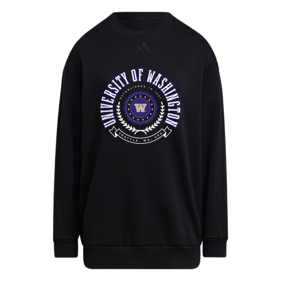 Adidas Adidas Free Shipping With AdiClub Washington Huskies Women's Exclusive 3 Stripes Oversized Crew