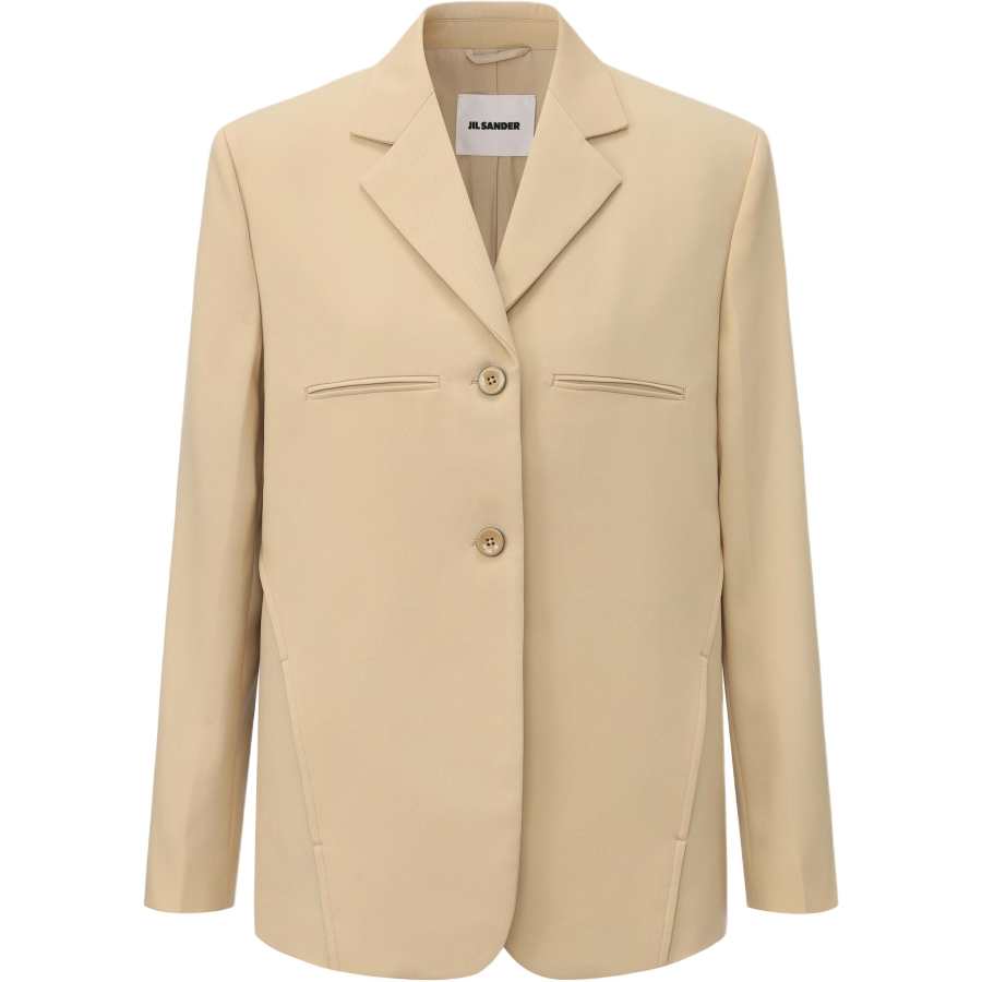 JIL SANDER Business Suits Men's Khaki Suit Collar Moderate Business Suit