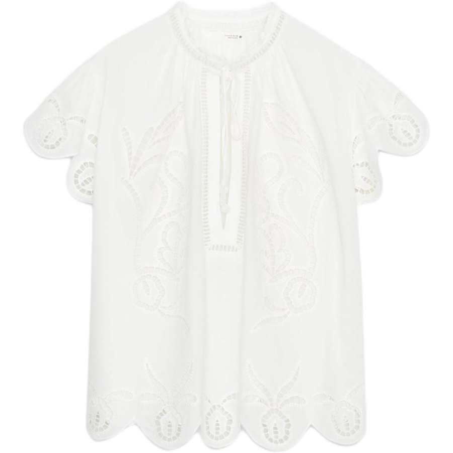 ZARA ZW Shirts Women's Frosted White Crew Neck Thin