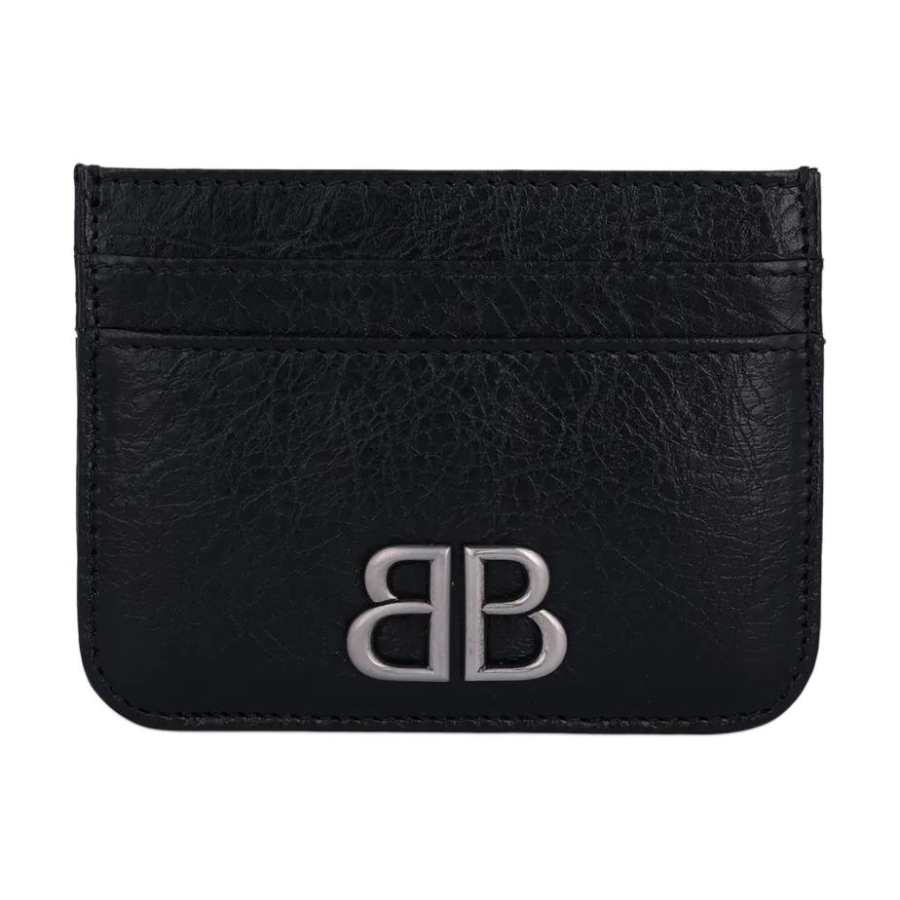 Balenciaga Leather Card Holder Unisex Black