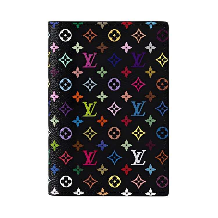 LOUIS VUITTON X Takashi Murakami Passport Cover Black Multicolored