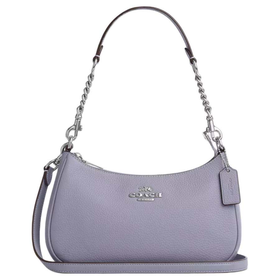 COACH Teri Pebble Leather Shoulder Bag, Crossbody Bag, Handbag Medium Women's Dusty Purple