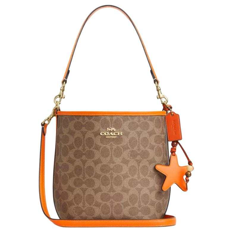 COACH City Bucket Coated Canvas With Leather Bucket Bag, Portable Crossbody Bag, Shoulder Bag Small Women's